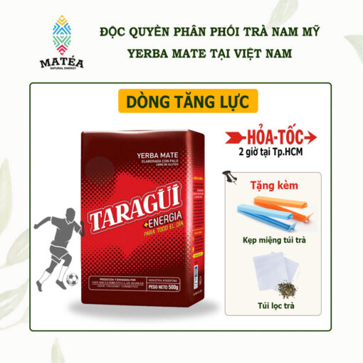 Trà Yerba Mate dòng tăng lực 500gr - Taragui + Energia + 30% Caffeine: được gặt hái vào mùa hè là thời điểm khi hàm lượng Cafein của trà ở mức cao nhất
