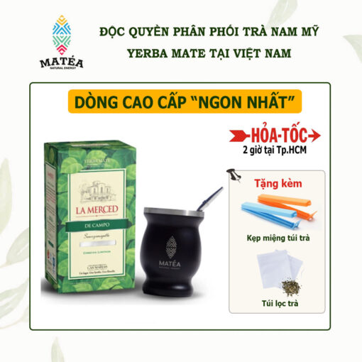Combo trà Yerba Mate La Merced De Campo 500gr & cốc Gourd. Đây là phiên bản trà thuộc top 3 vị trà Yerba Mate ngon nhất thế giới, được ủ theo phương pháp