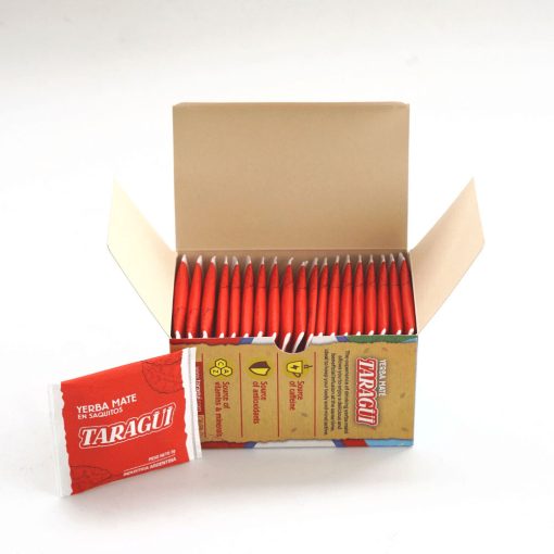 Trà túi lọc Yerba Mate Taragui - Tea in bags (Hộp 20 gói): là phiên bản tiện lợi hơn của trà Mate vị truyền thống khi được uống với cốc gourd và ống hút