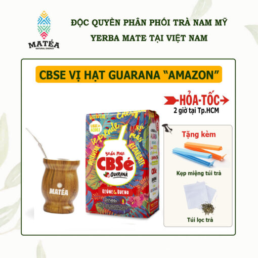 Combo trà Yerba Mate CBSE vị hạt Guarana 500gr - Cbse Guarana kết hợp với chiết suất tự nhiên từ hạt Guarana và hai loại thảo mộc đặc trưng của Nam Mỹ.